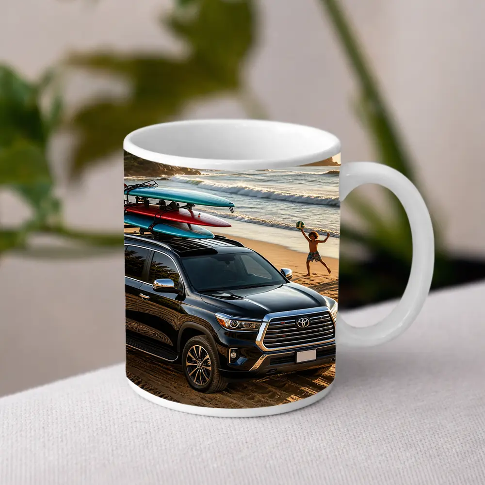 Toyota Sequoia SUV Parked On Beach – Mugs