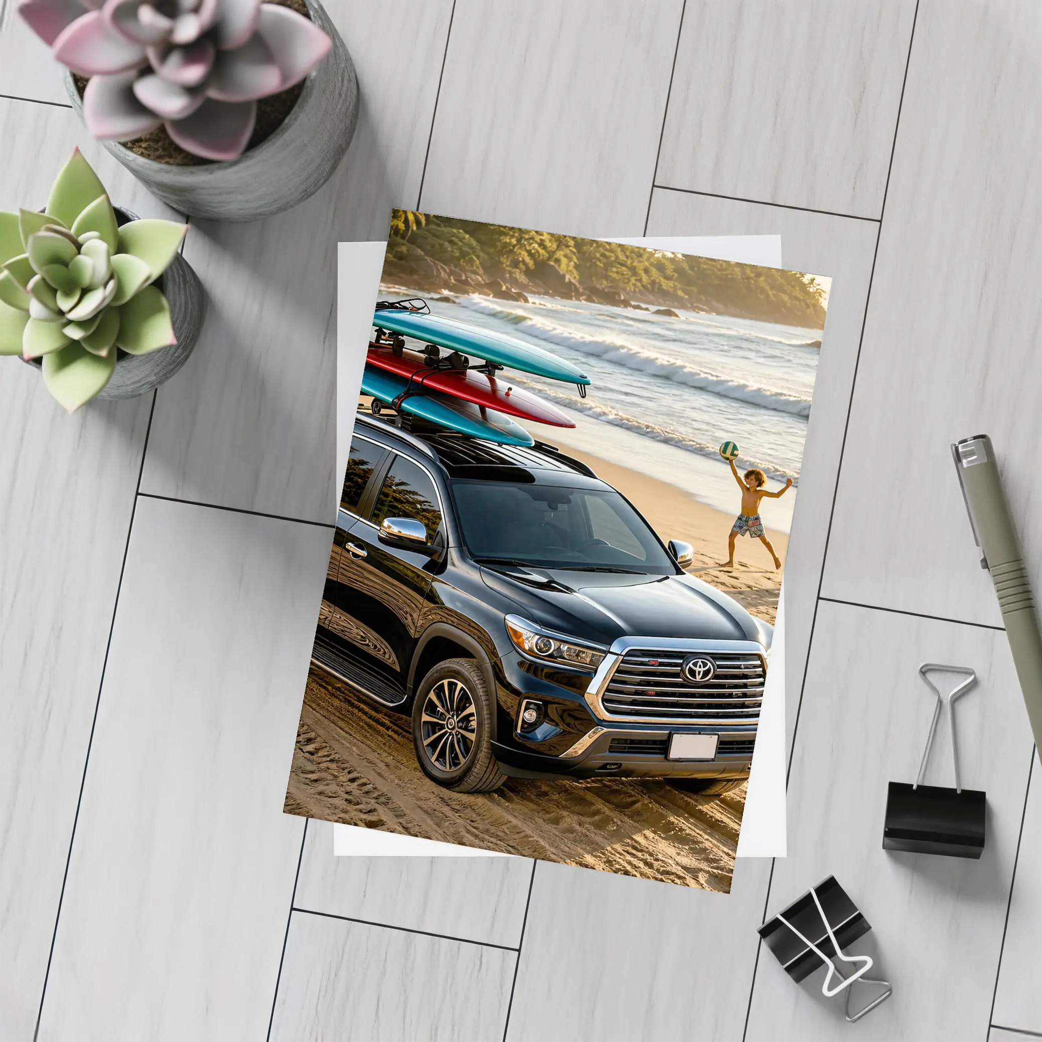 Toyota Sequoia SUV Parked On Beach – Postcards