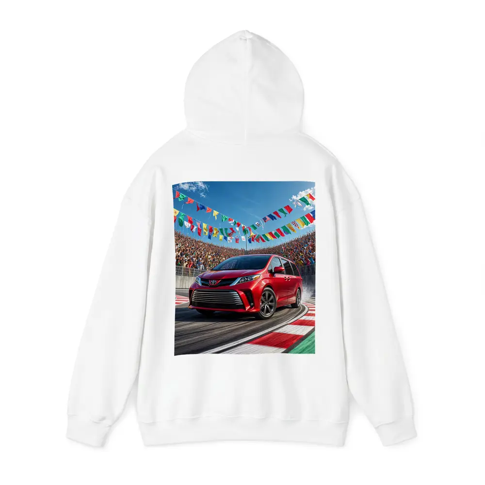 Toyota Sienna Red Minivan On Race Track – Hoodies
