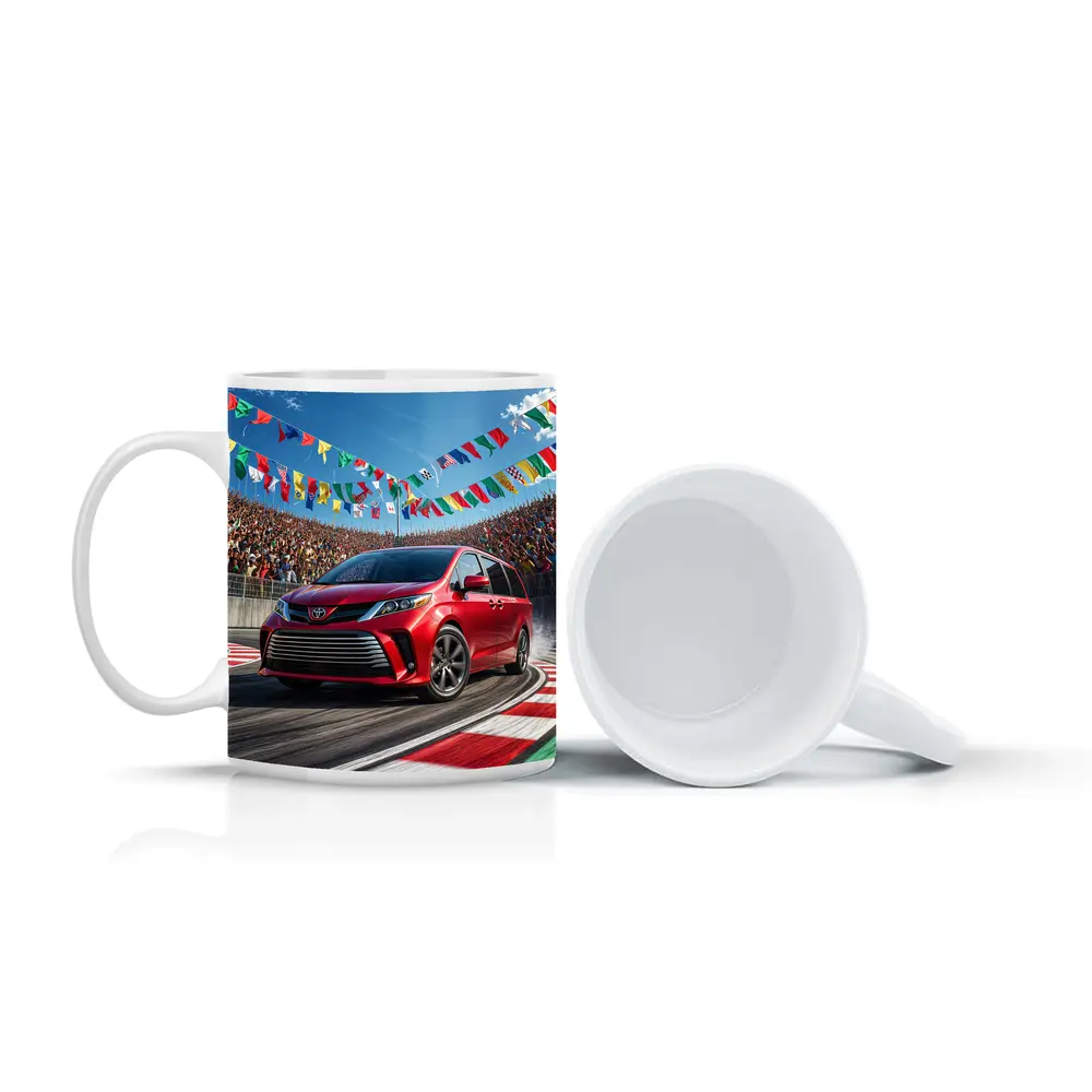 Toyota Sienna Red Minivan On Race Track – Mugs