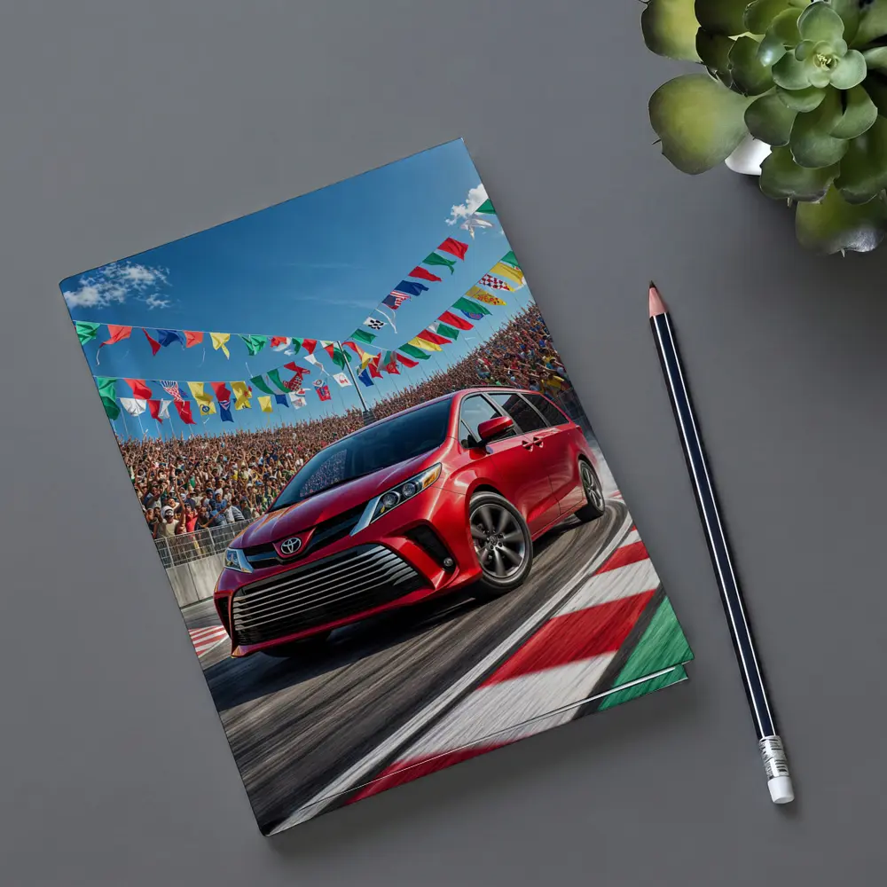 Toyota Sienna Red Minivan On Race Track – Notebooks