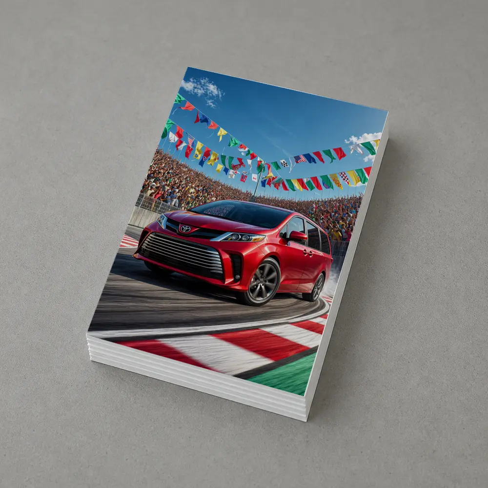 Toyota Sienna Red Minivan On Race Track – Postcards
