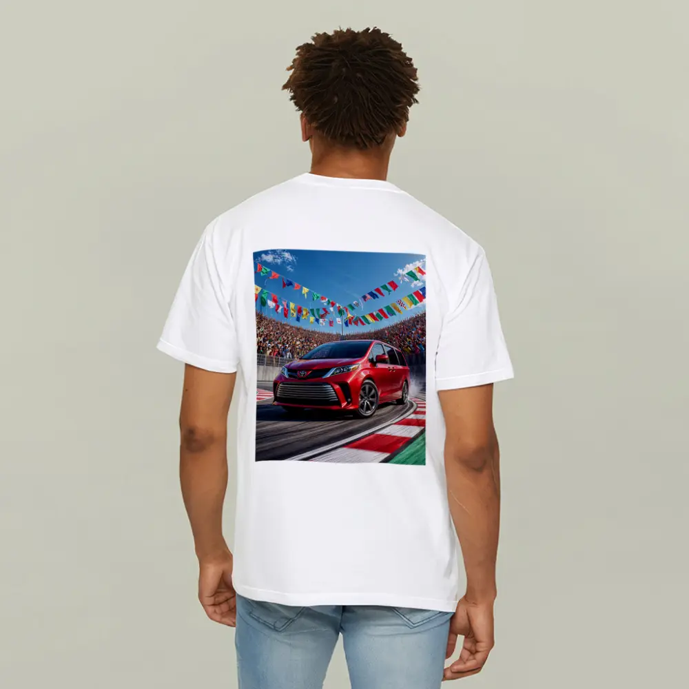 Toyota Sienna Red Minivan On Race Track – T-Shirts