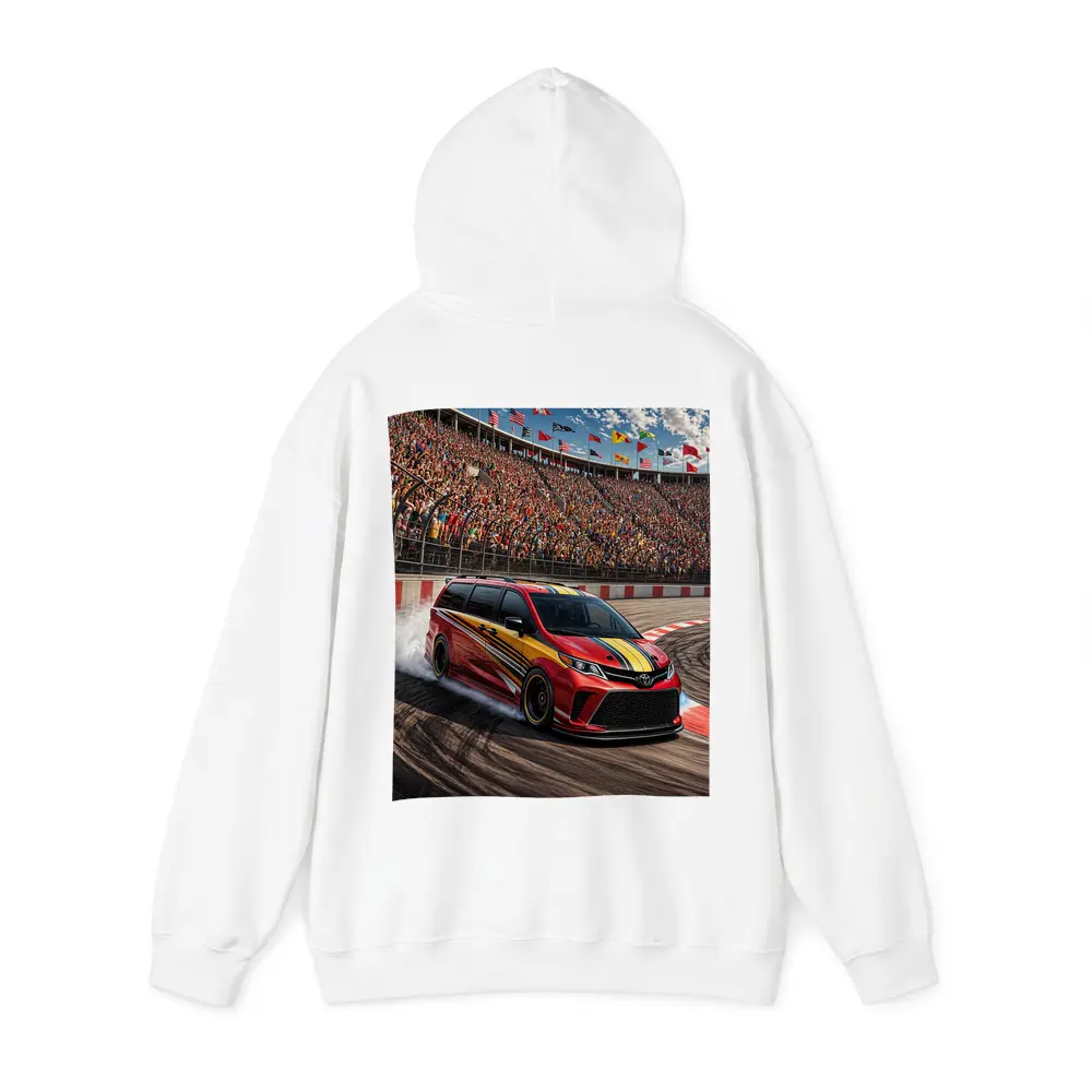 Toyota Sienna Racing on Packed Stadium Track – Hoodies
