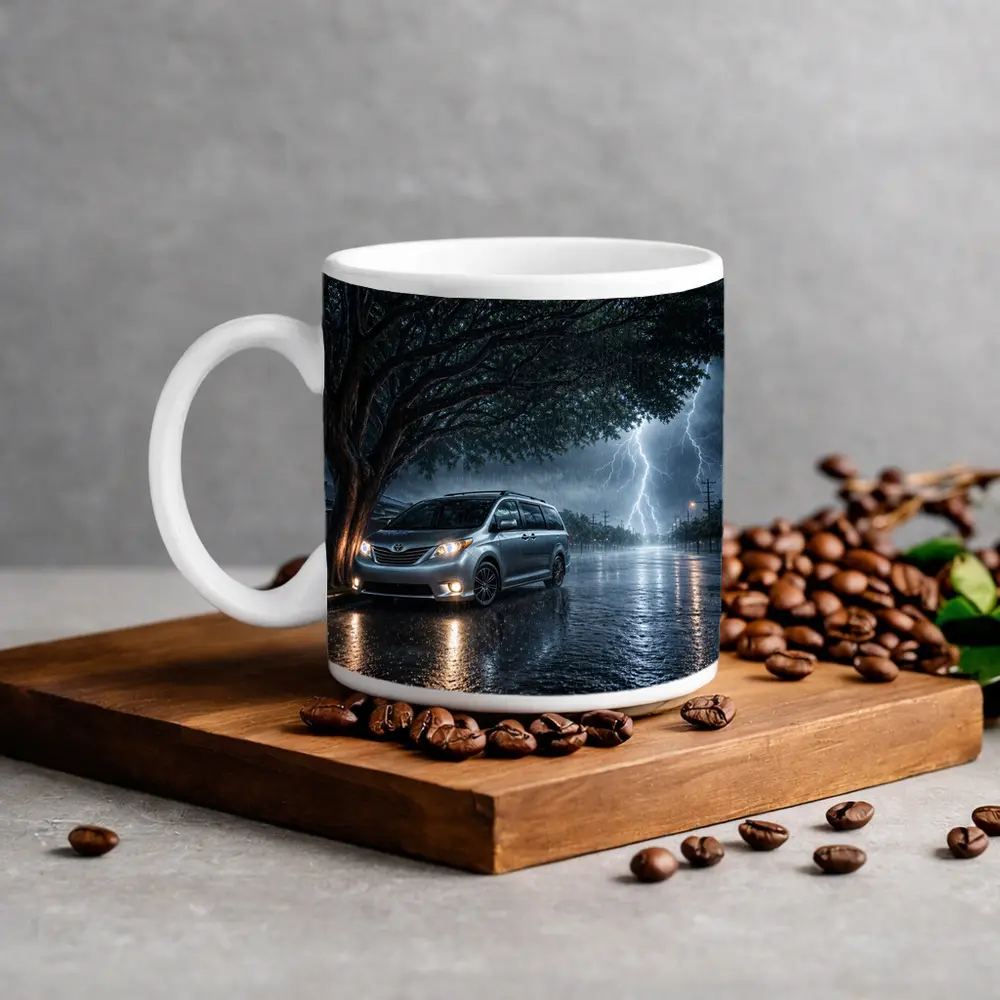 Toyota Sienna Parked In Heavy Thunderstorm – Mugs