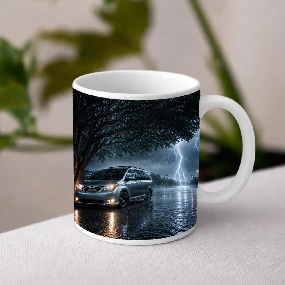Toyota Sienna Parked In Heavy Thunderstorm – Mugs