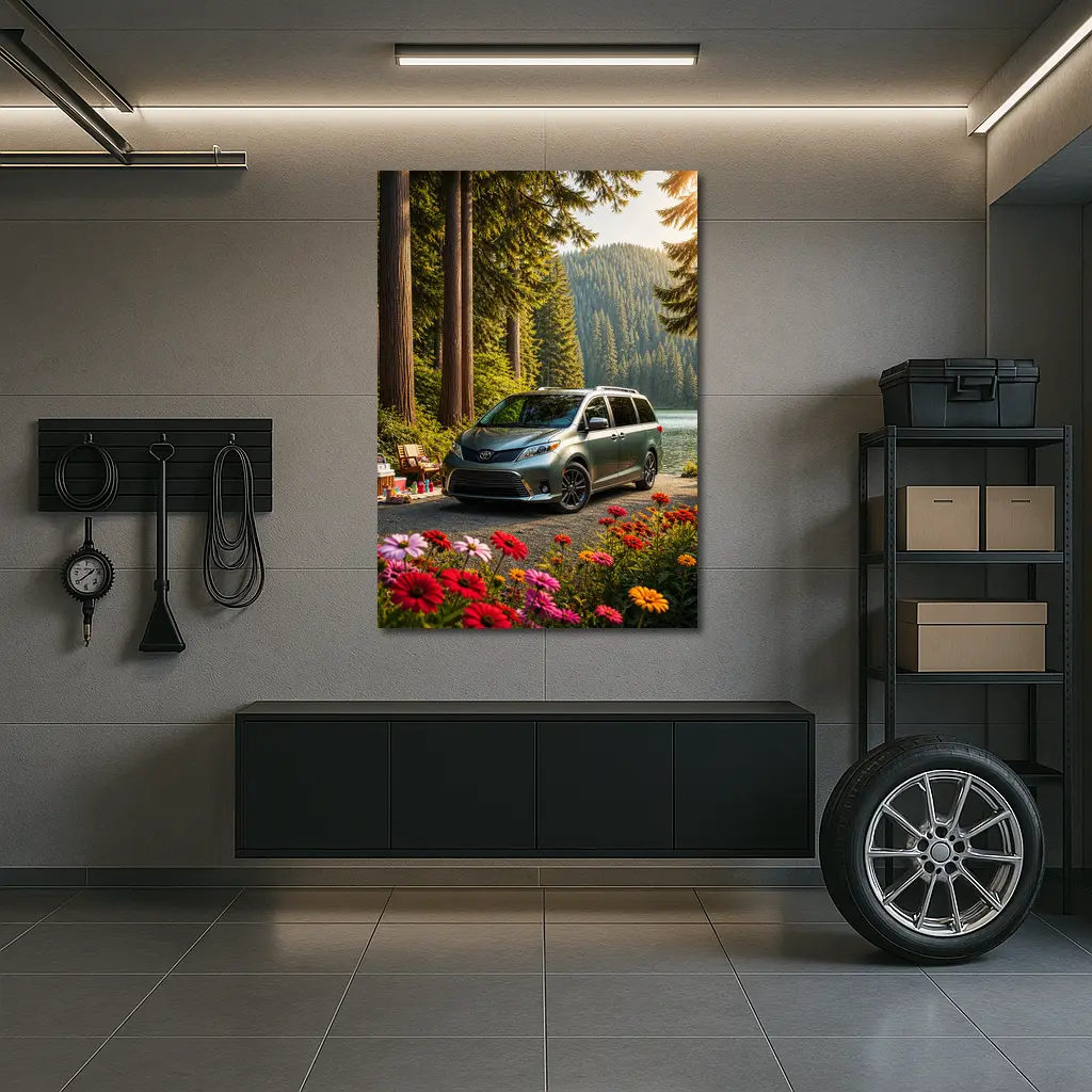 Toyota Sienna Parked by Forest Lake – Wall Art