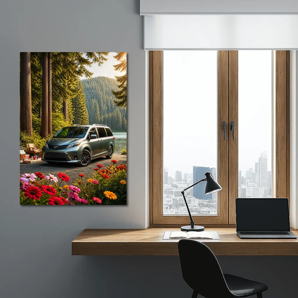 Toyota Sienna Parked by Forest Lake – Wall Art