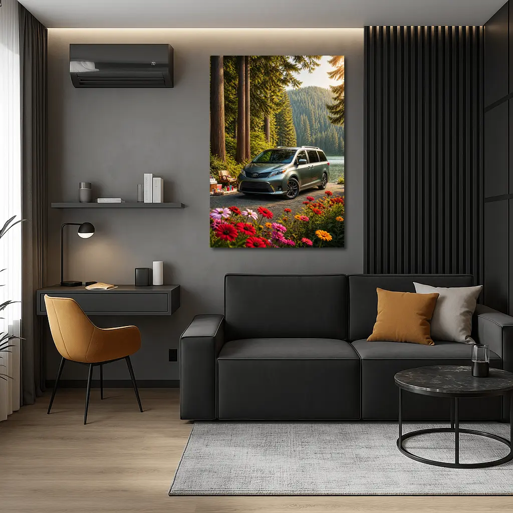 Toyota Sienna Parked by Forest Lake – Wall Art
