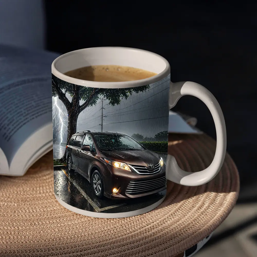 Toyota Sienna Minivan Parked in Heavy Thunderstorm – Mugs