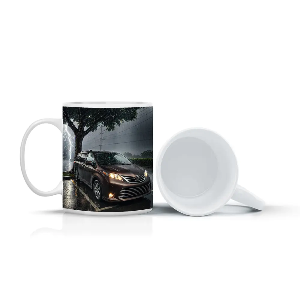 Toyota Sienna Minivan Parked in Heavy Thunderstorm – Mugs