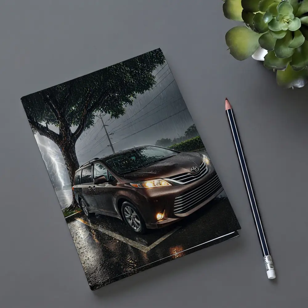 Toyota Sienna Minivan Parked in Heavy Thunderstorm – Notebooks