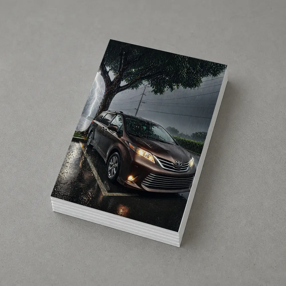 Toyota Sienna Minivan Parked in Heavy Thunderstorm – Postcards