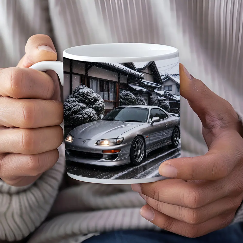 Toyota Soarer Silver Coupe Snowy Japan Street – Mugs
