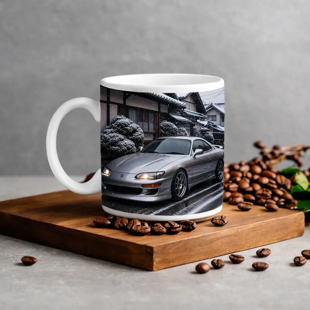 Toyota Soarer Silver Coupe Snowy Japan Street – Mugs