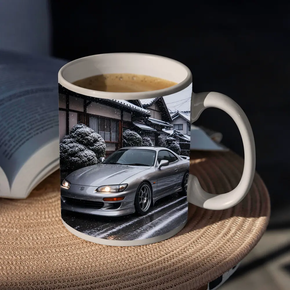 Toyota Soarer Silver Coupe Snowy Japan Street – Mugs