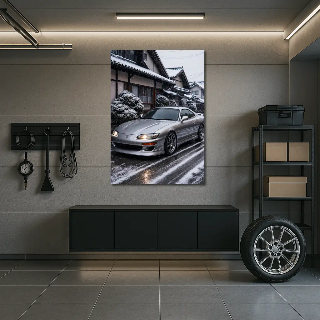 Toyota Soarer Silver Coupe Snowy Japan Street – Wall Art