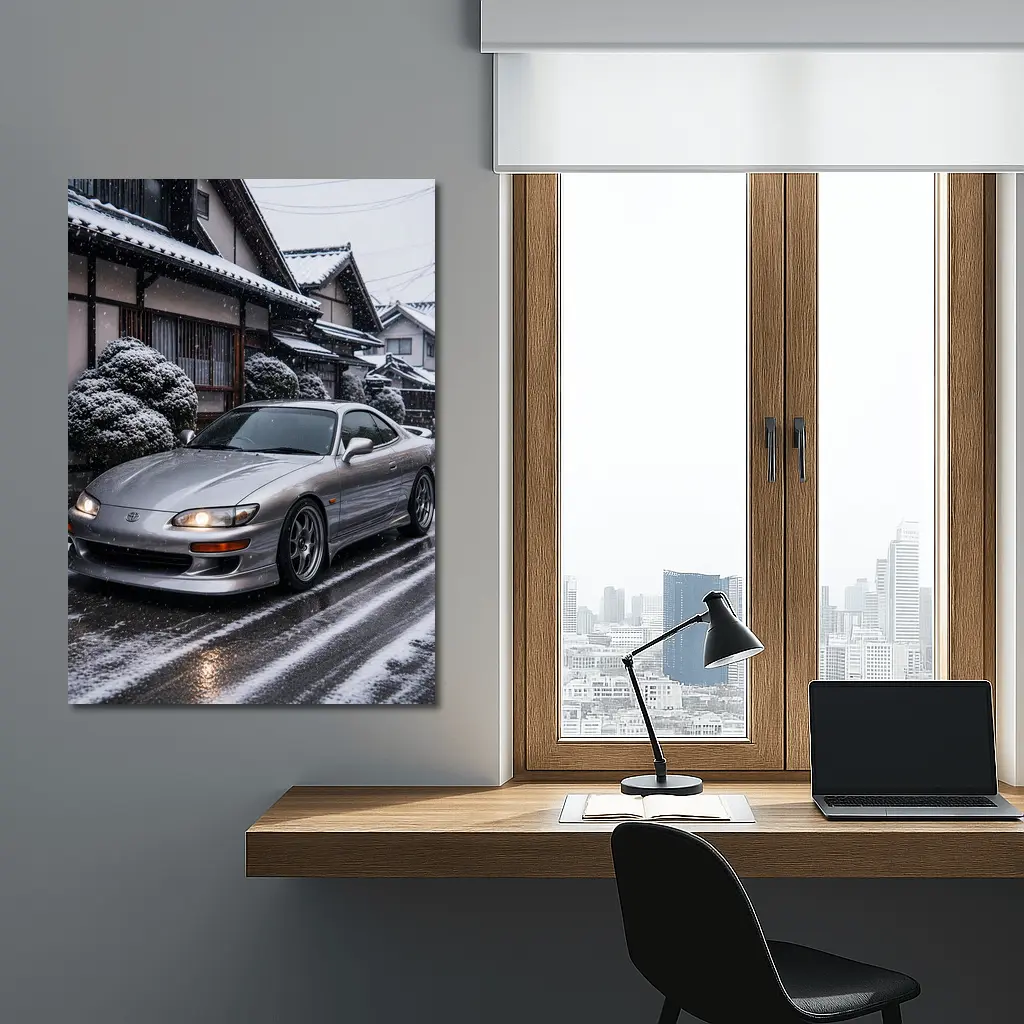 Toyota Soarer Silver Coupe Snowy Japan Street – Wall Art