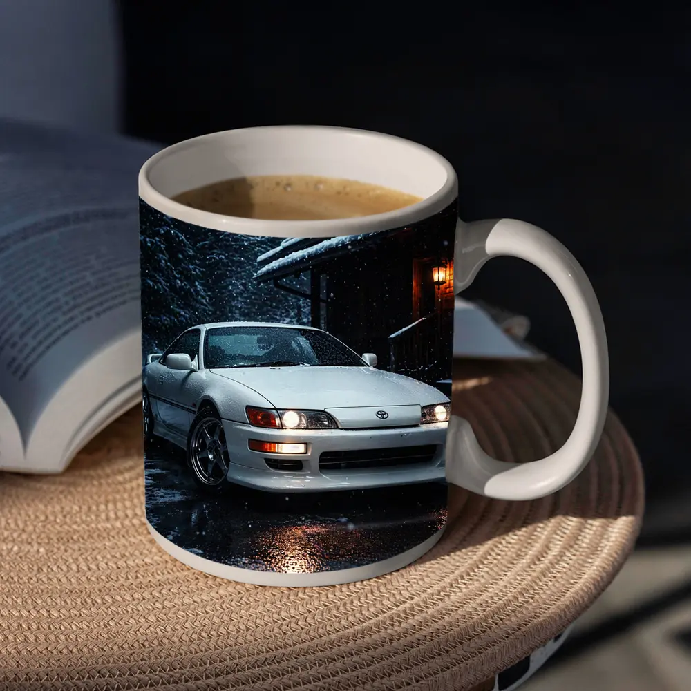 Toyota Soarer White Coupe Snowy Night – Mugs