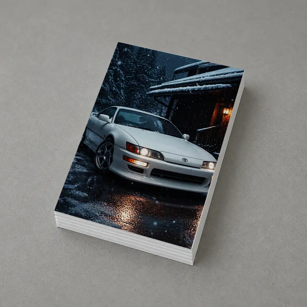Toyota Soarer White Coupe Snowy Night – Postcards