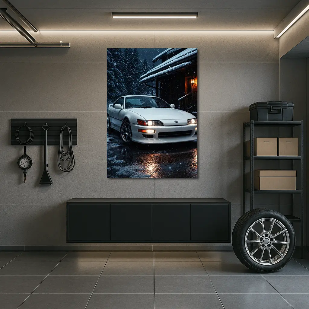 Toyota Soarer White Coupe Snowy Night – Wall Art