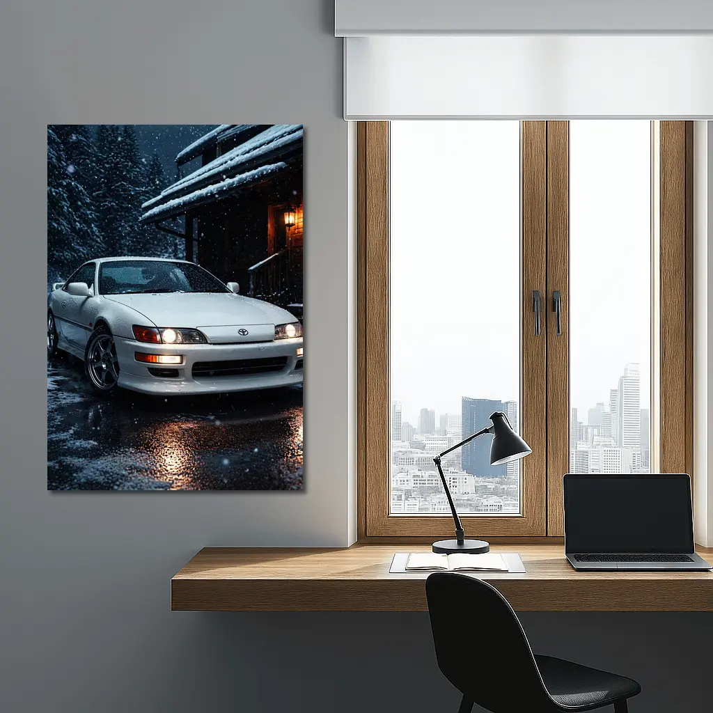 Toyota Soarer White Coupe Snowy Night – Wall Art
