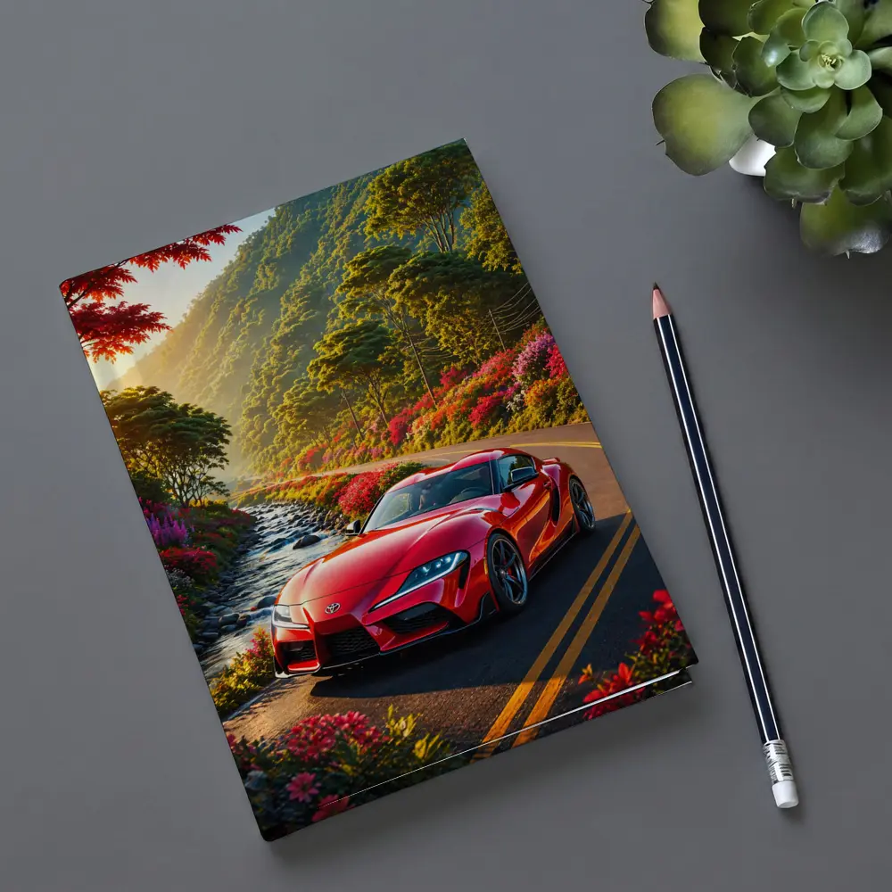 Toyota Supra Red Sports Car Mountain Road – Notebooks