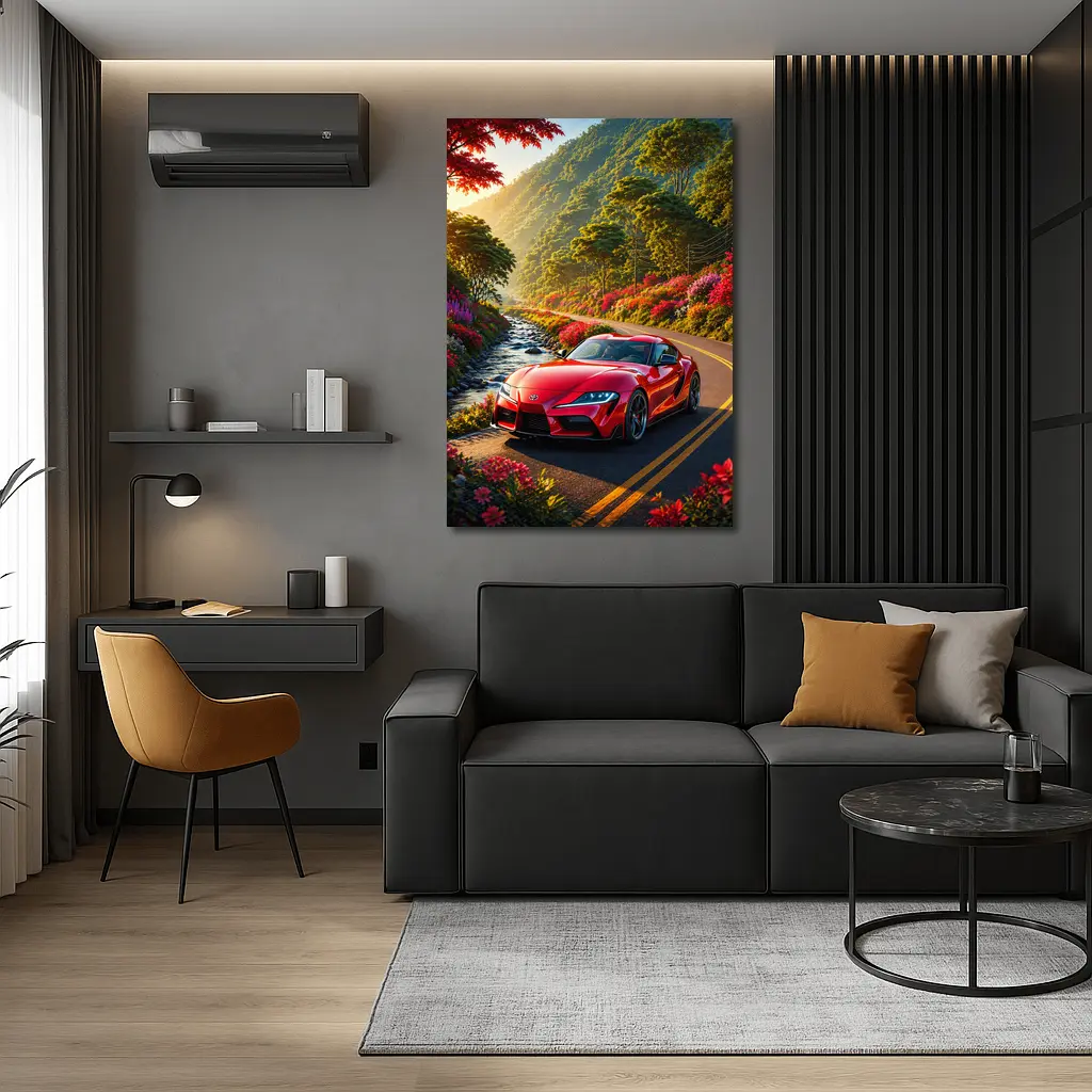 Toyota Supra Red Sports Car Mountain Road – Wall Art