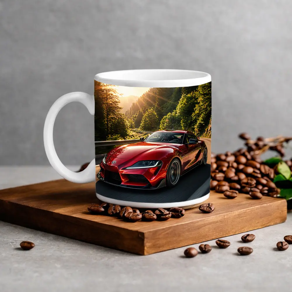Toyota Supra Red Sports Car Mountain Road – Mugs