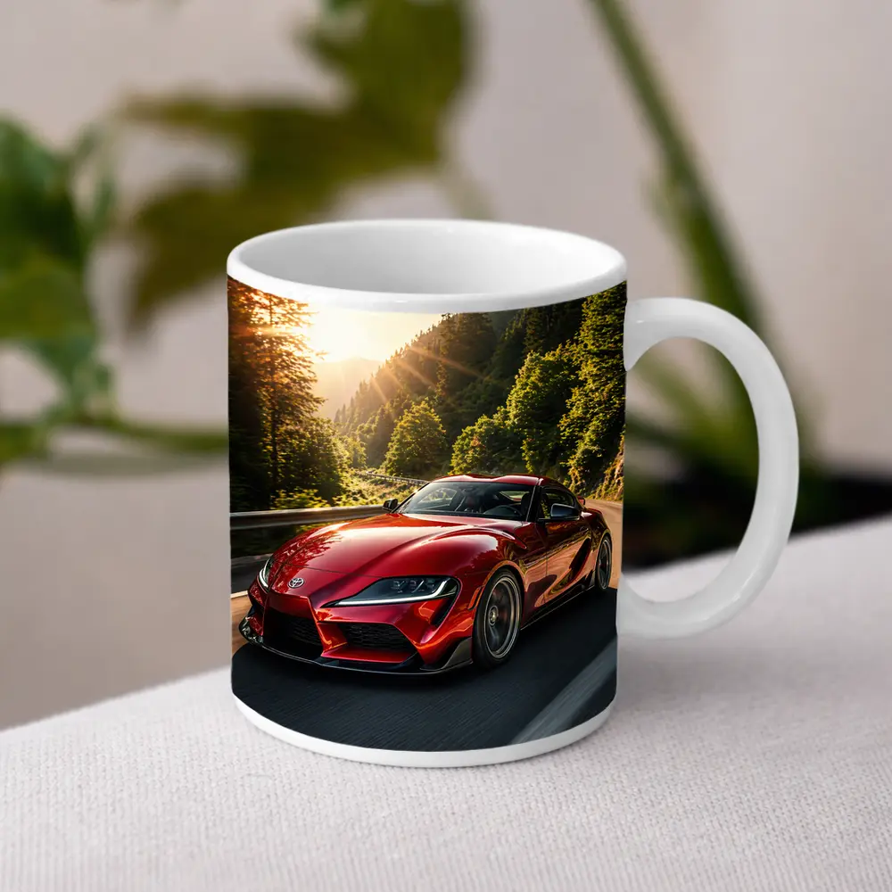 Toyota Supra Red Sports Car Mountain Road – Mugs