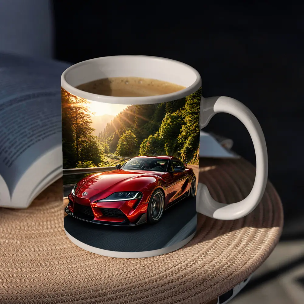 Toyota Supra Red Sports Car Mountain Road – Mugs