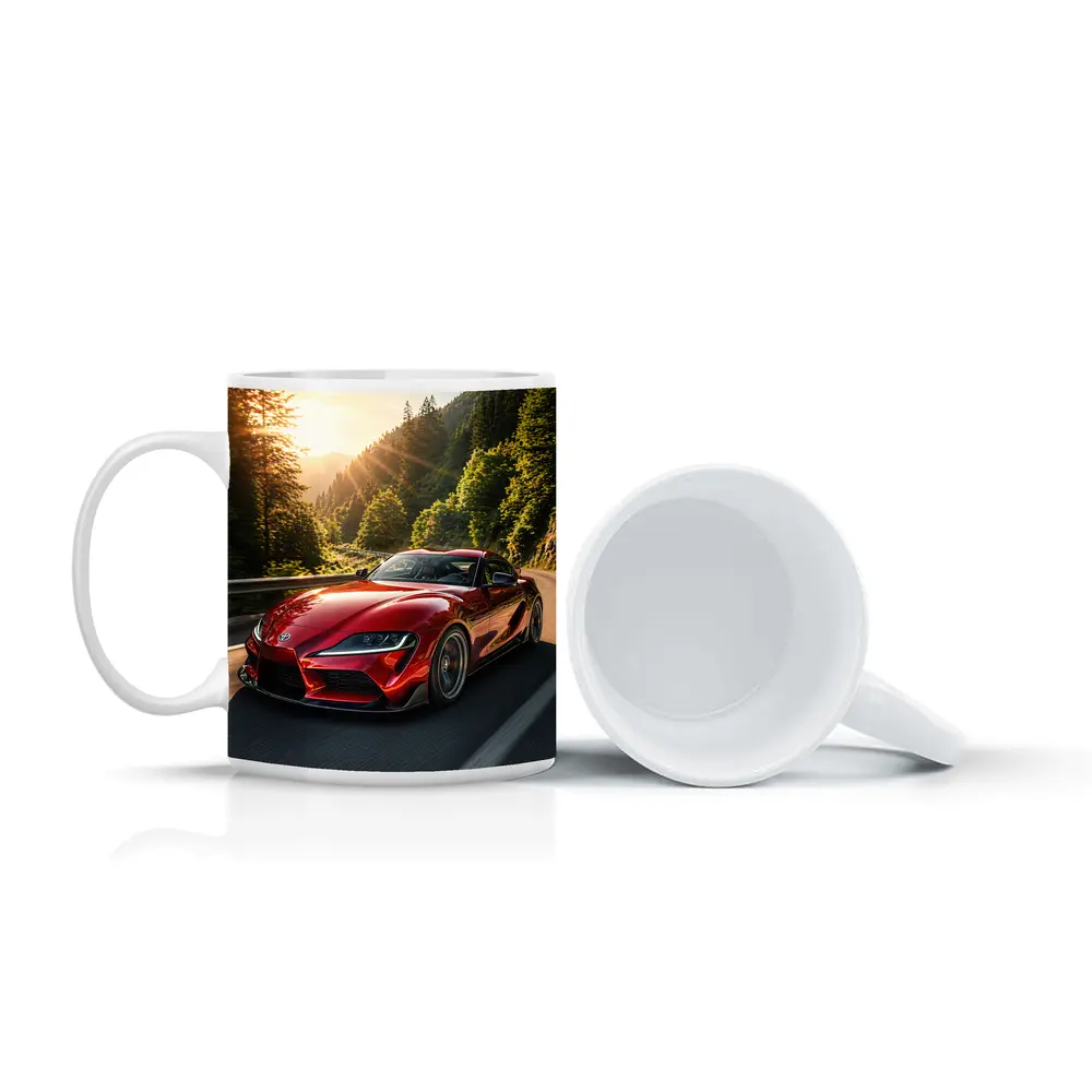 Toyota Supra Red Sports Car Mountain Road – Mugs
