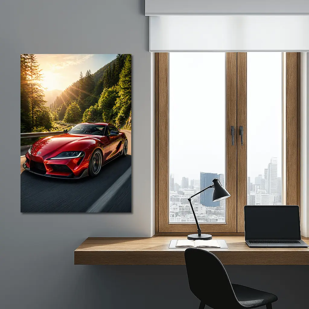 Toyota Supra Red Sports Car Mountain Road – Wall Art