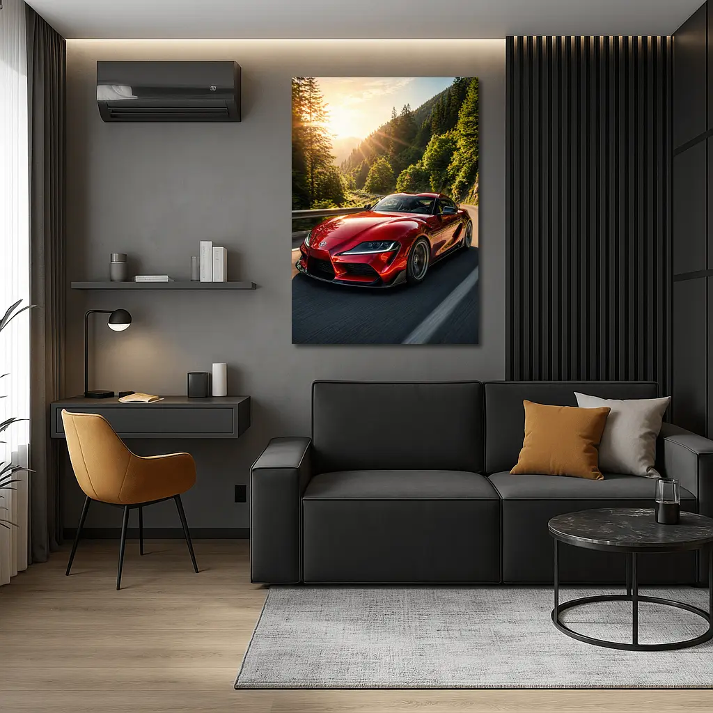 Toyota Supra Red Sports Car Mountain Road – Wall Art