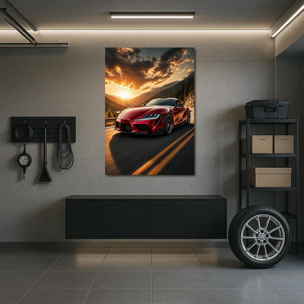 Toyota Supra Red Mountain Sunset Drive – Wall Art