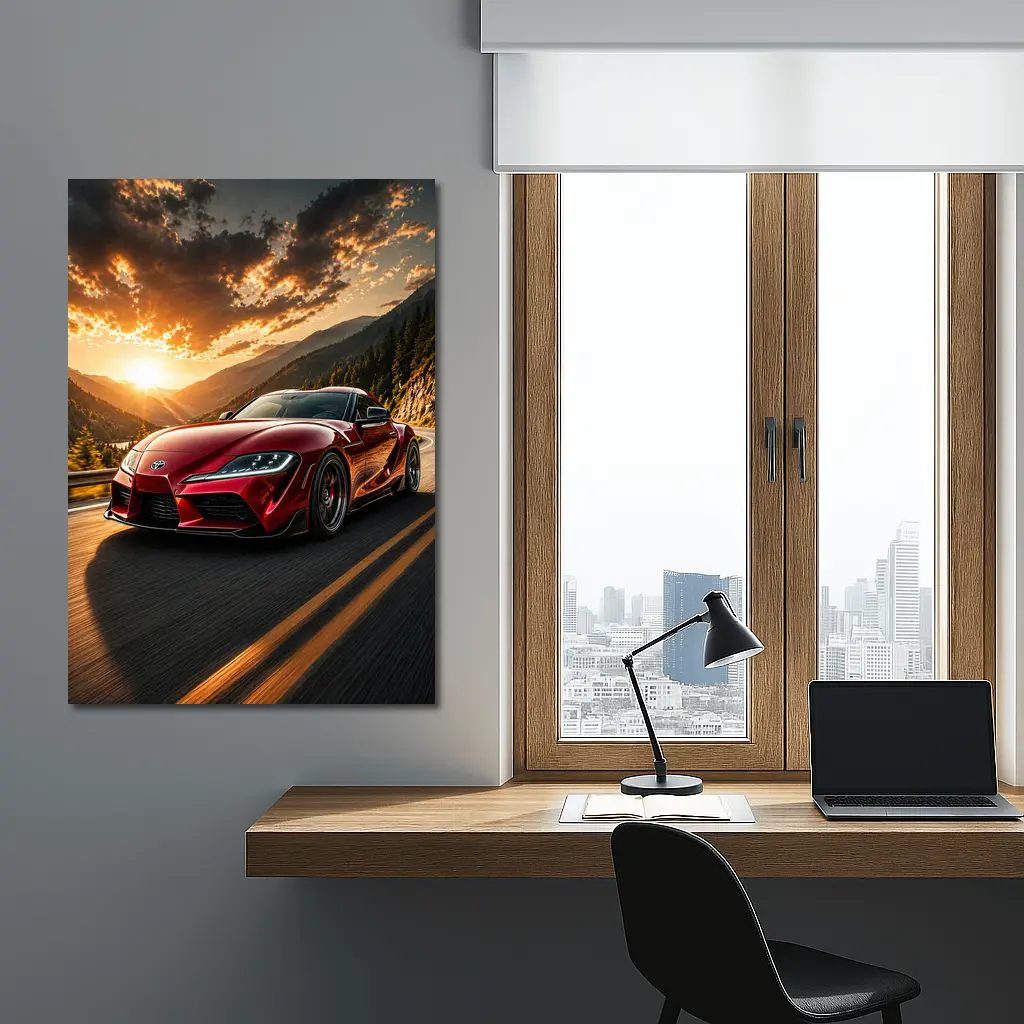 Toyota Supra Red Mountain Sunset Drive – Wall Art