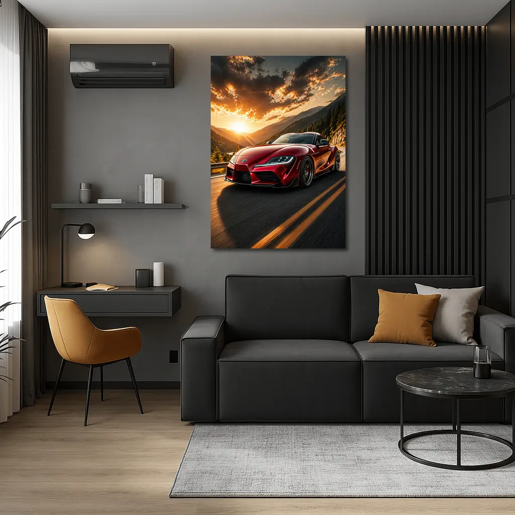 Toyota Supra Red Mountain Sunset Drive – Wall Art