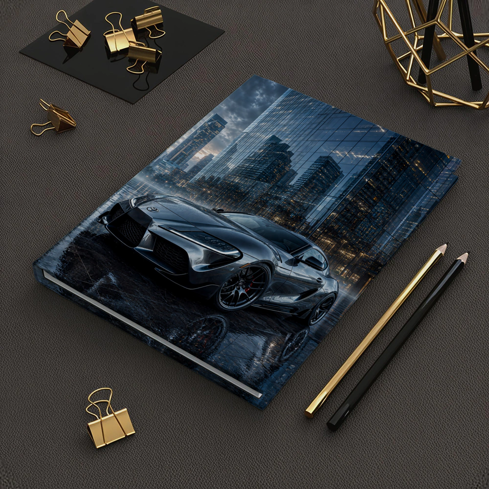Toyota Supra Silver City Buildings Rainy Night – Notebooks