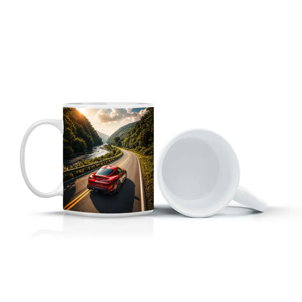 Toyota Supra Red Sports Car Mountain Road – Mugs
