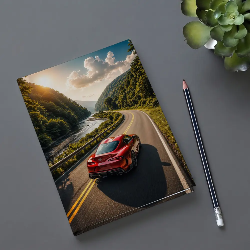 Toyota Supra Red Sports Car Mountain Road – Notebooks