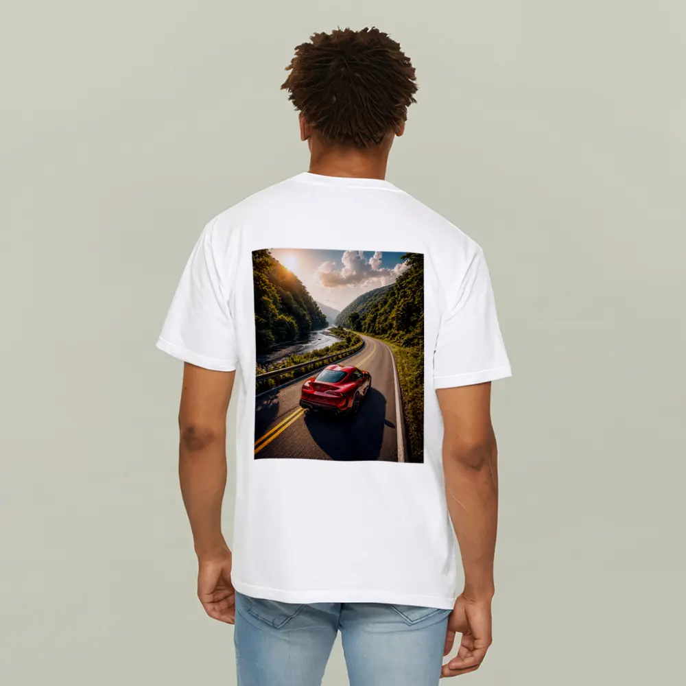 Toyota Supra Red Sports Car Mountain Road – T-Shirts