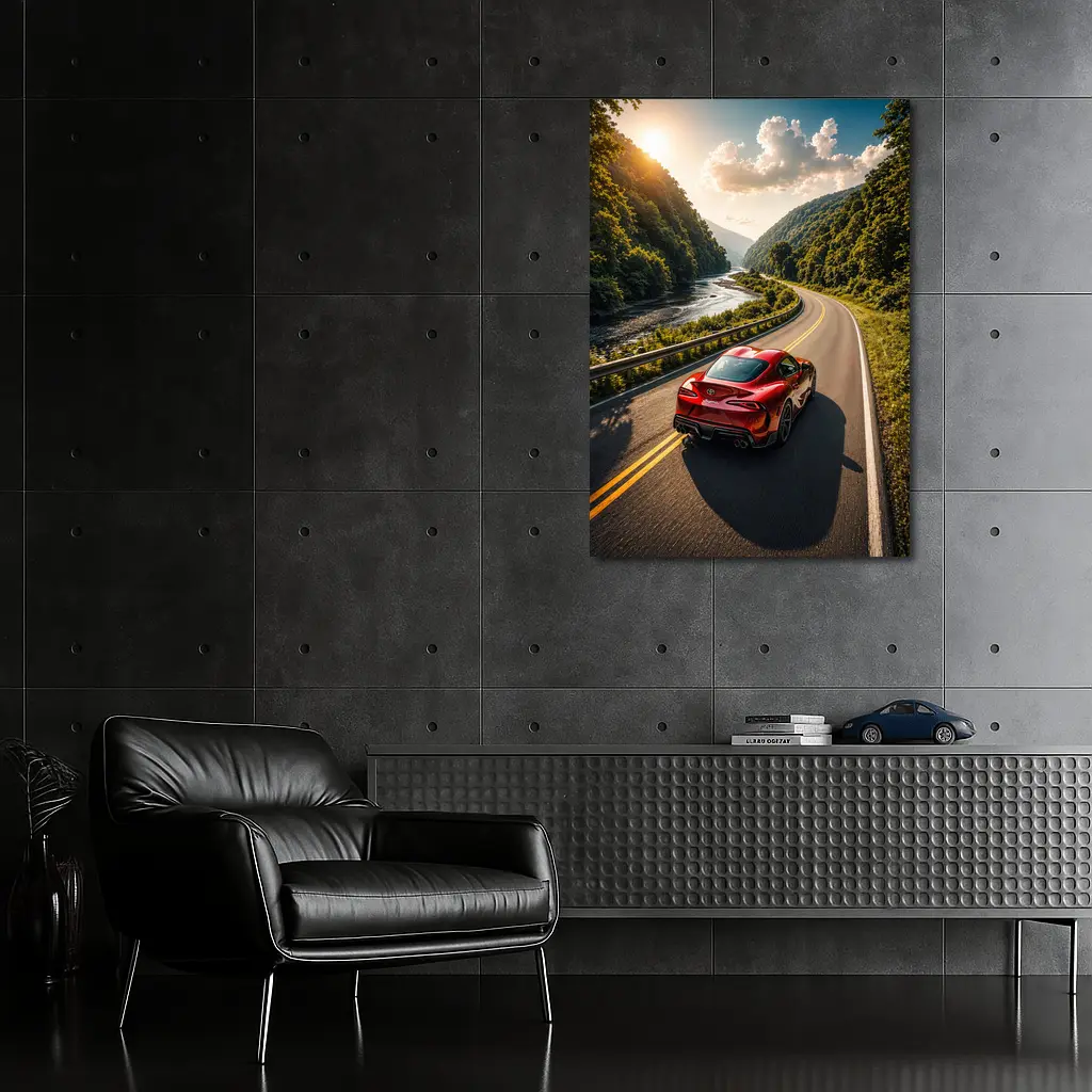 Toyota Supra Red Sports Car Mountain Road – Wall Art