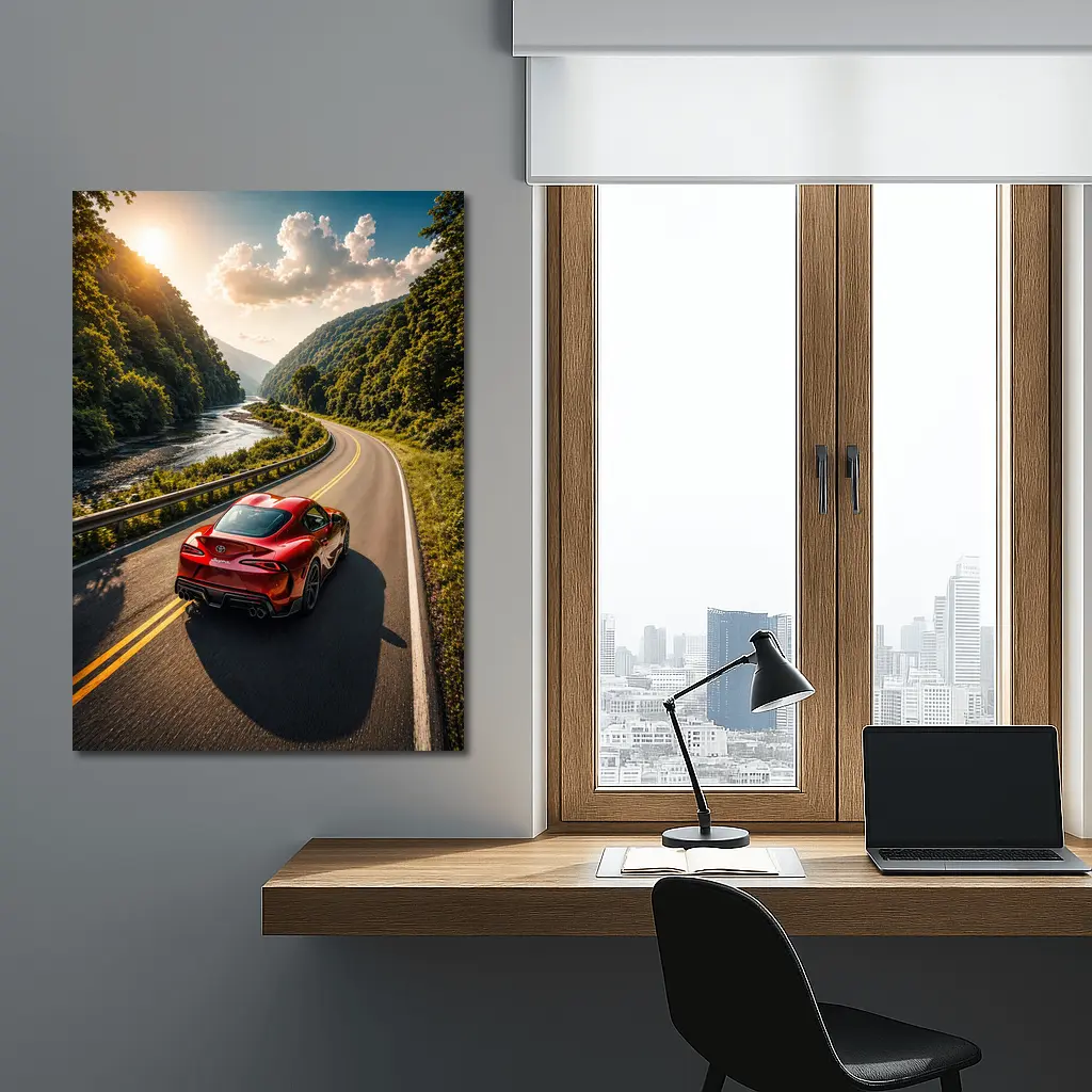 Toyota Supra Red Sports Car Mountain Road – Wall Art