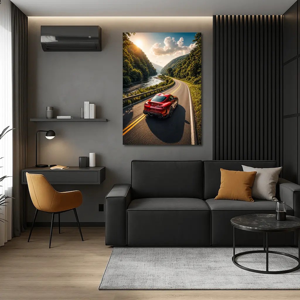 Toyota Supra Red Sports Car Mountain Road – Wall Art