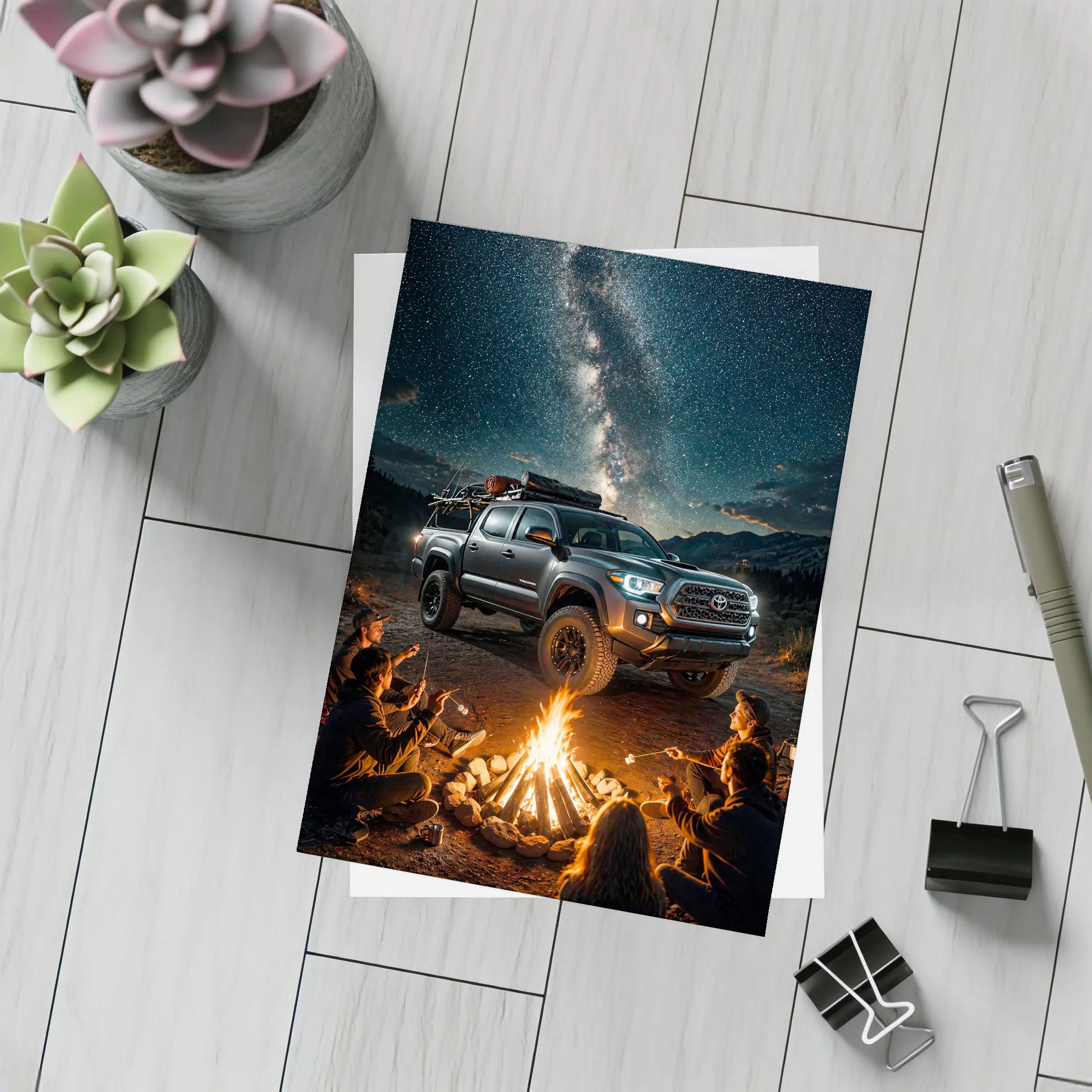 Toyota Tacoma Campfire Night Milky Way – Postcards