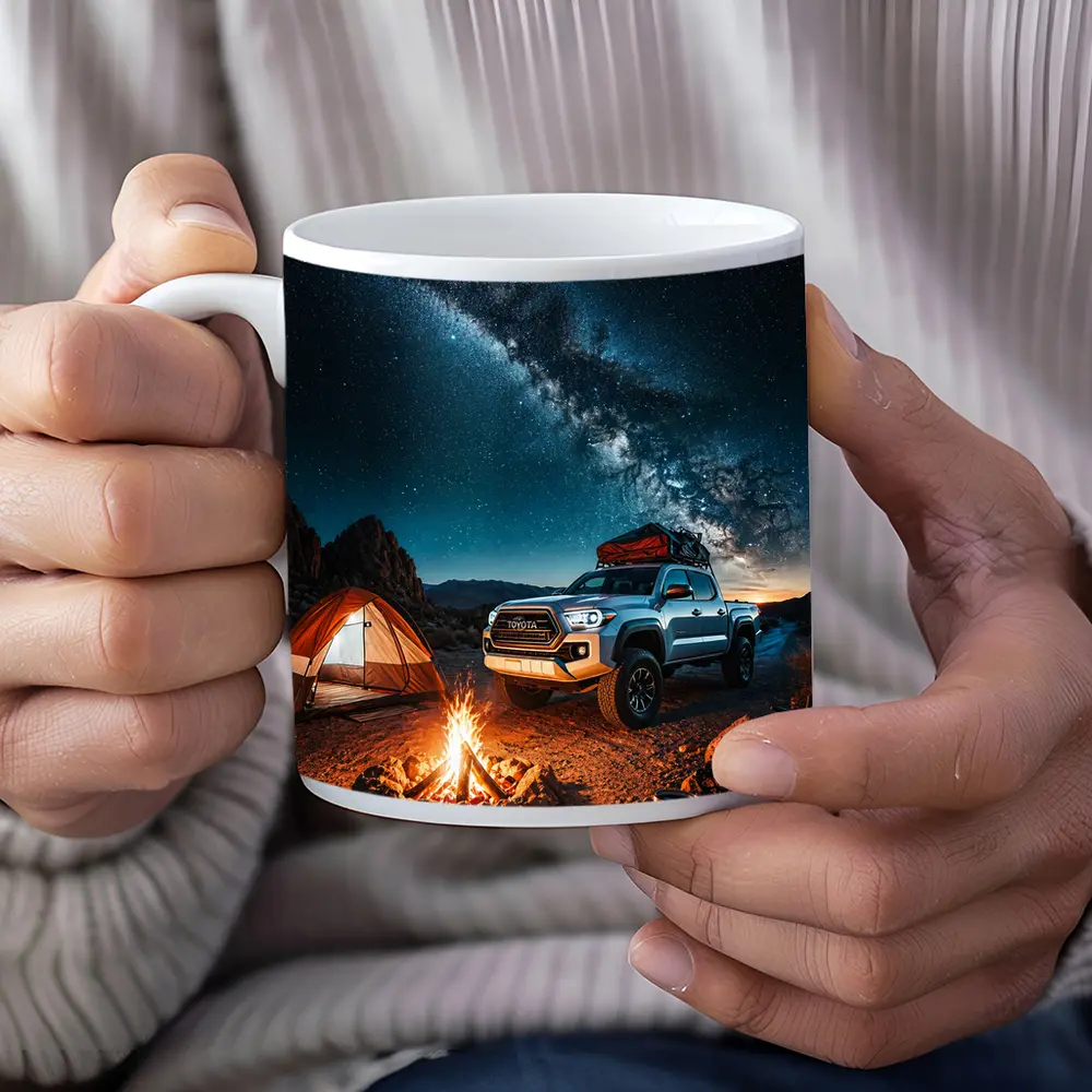 Toyota Tacoma Desert Night Camping Scene – Mugs
