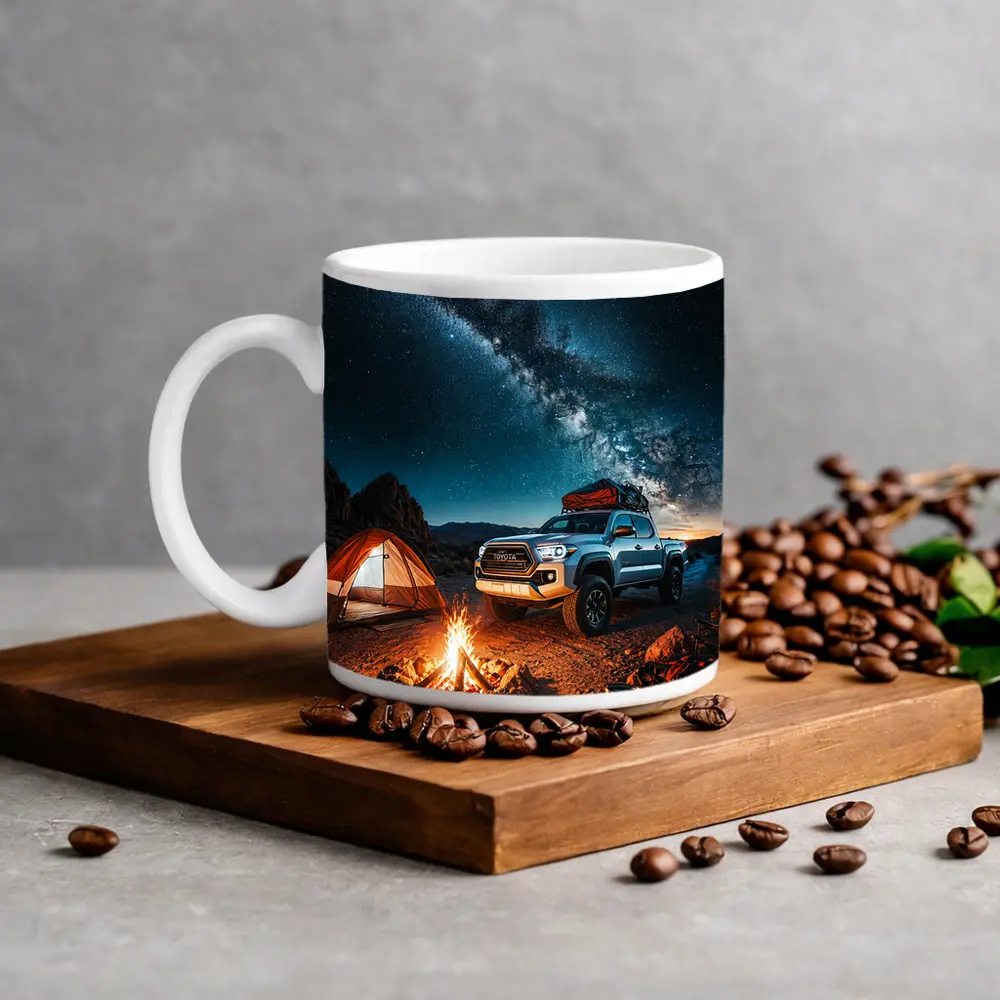Toyota Tacoma Desert Night Camping Scene – Mugs