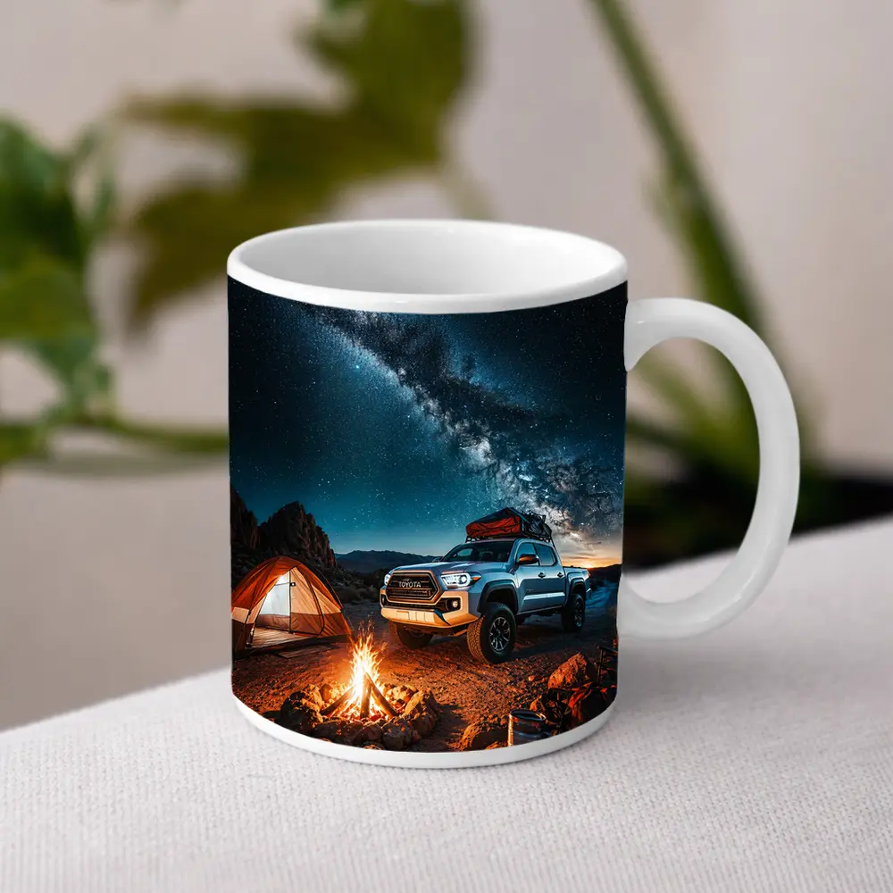 Toyota Tacoma Desert Night Camping Scene – Mugs