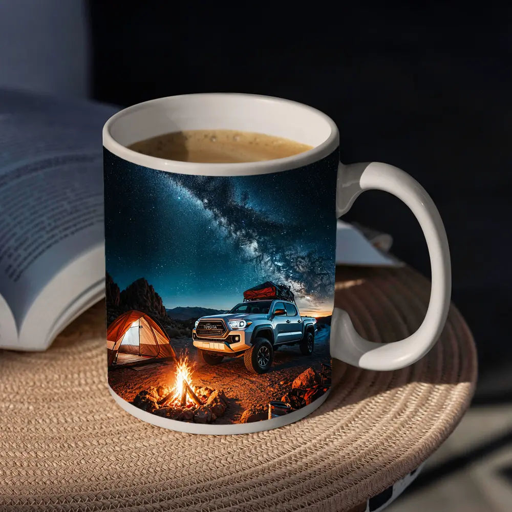 Toyota Tacoma Desert Night Camping Scene – Mugs