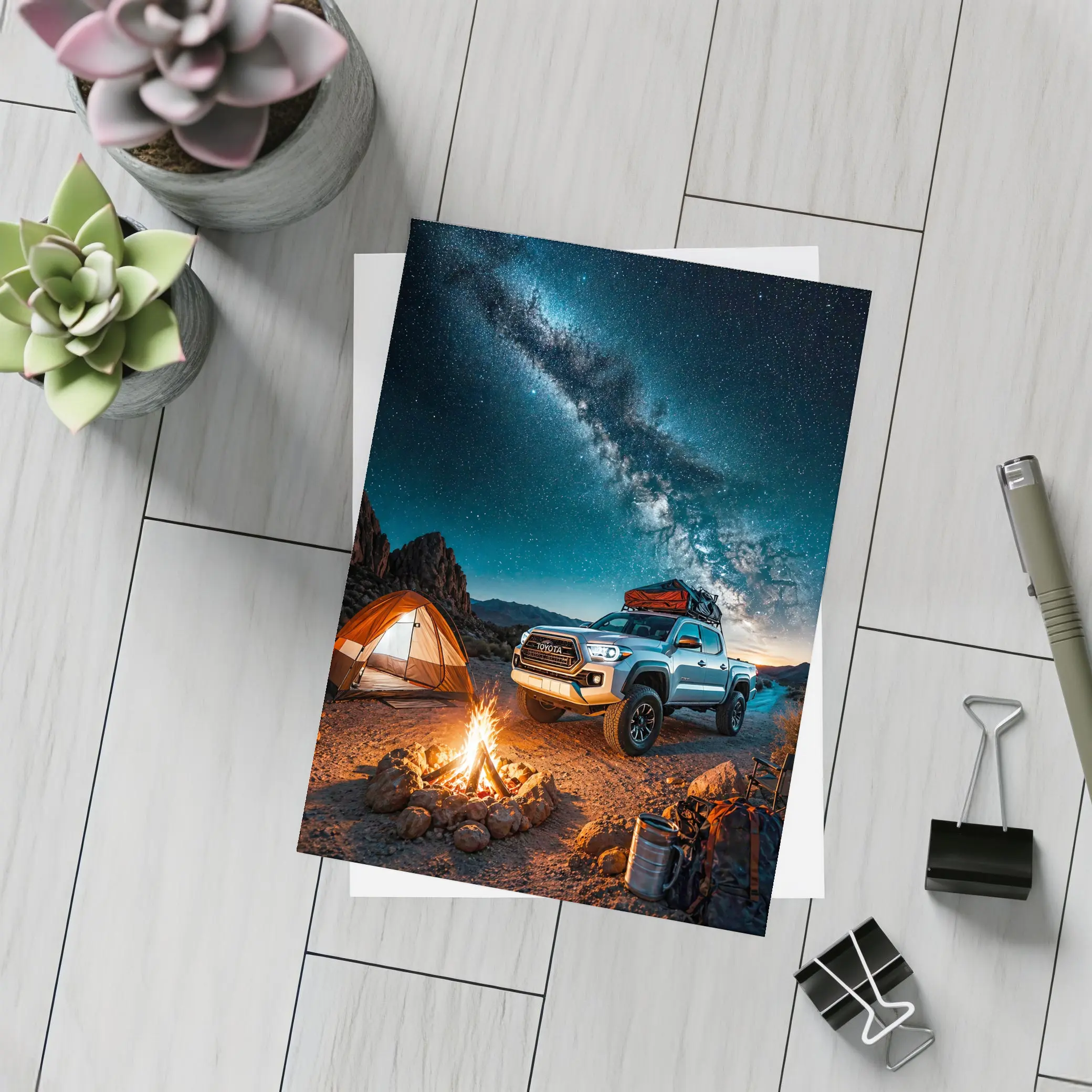 Toyota Tacoma Desert Night Camping Scene – Postcards